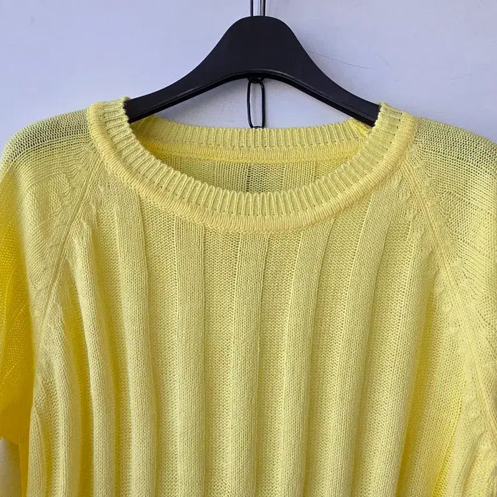 [BUNJANG] Yellow Raglan Knit Sweater / 55-66)옐로우 래글런 니트/새제품