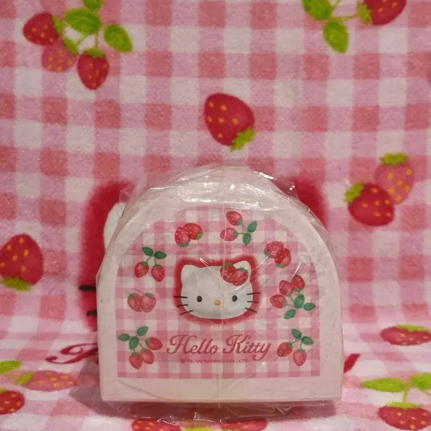 [BUNJANG] Kitty Strawberry Memo Stand Storage Box / 고전 키티 딸기 메모 스탠드 북스탠드 보관함 문구