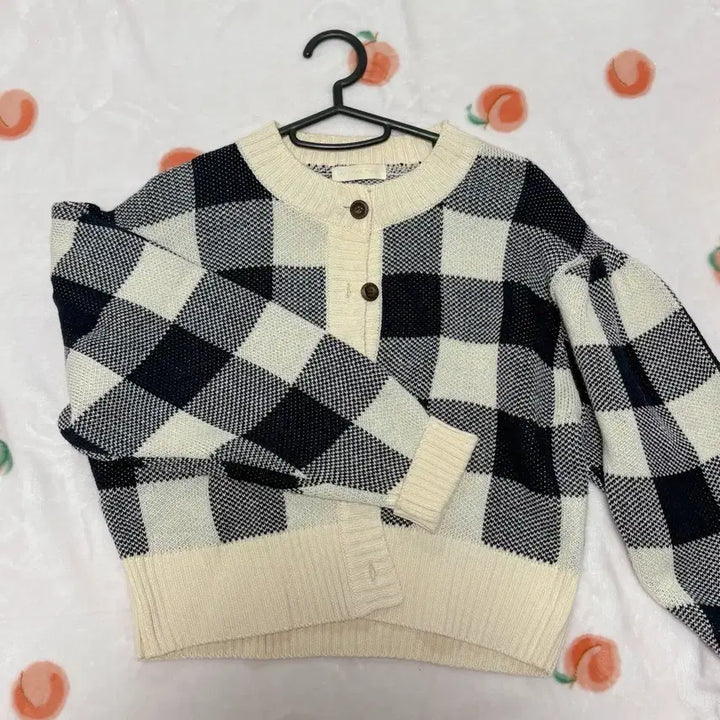 [BUNJANG] Checkered Knit Cardigan / 여성 체크 니트 가디건