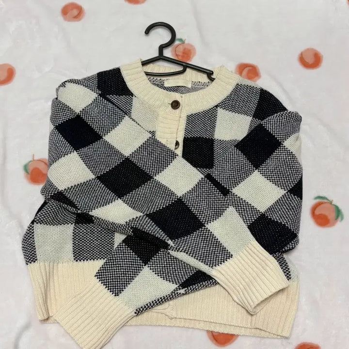 [BUNJANG] Checkered Knit Cardigan / 여성 체크 니트 가디건