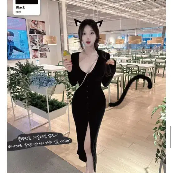 [BUNJANG] ROINI Button Long Dress Black / 순느 로이니 단추 롱원피스 블랙