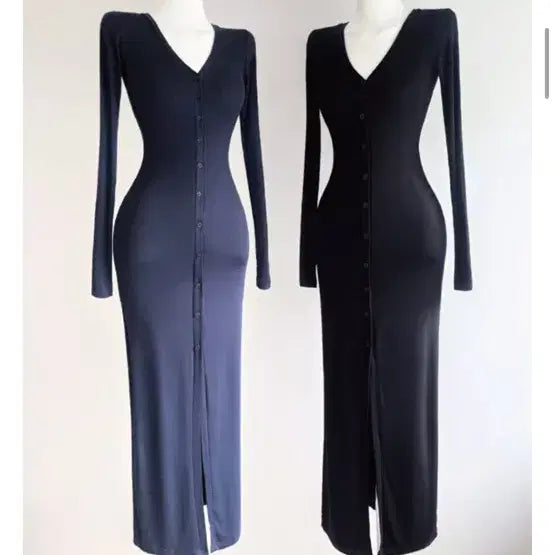 [BUNJANG] ROINI Button Long Dress Black / 순느 로이니 단추 롱원피스 블랙