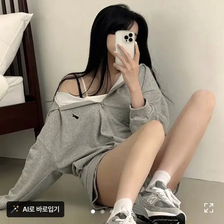 [BUNJANG] Rabbit Collar Oversized Hooded Zip-Up / 래빗 카라 오버핏 후드집업