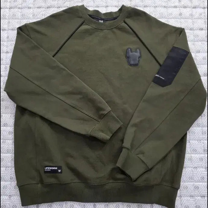 [BUNJANG] LifeWork Khaki Sweatshirt / 라이프워크 카키색 맨투맨 100