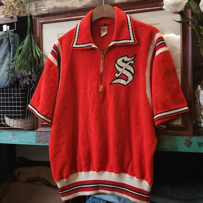 [BUNJANG] Vintage Terry Knit Sweatshirt / 60s 빈티지 스웻셔츠 테리원단 니트 카라티 빈티지 티셔츠 L