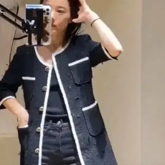 [BUNJANG] Freshlabel Tweed Dress (Black, Size S) / 프레쉬라벨 트위드 원피스 s 블랙