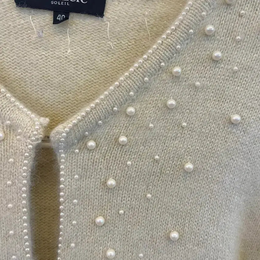 [BUNJANG] Angora Pearl Knit Cardigan / 수입 프리미어 앙고라 진주 니트가디건:)