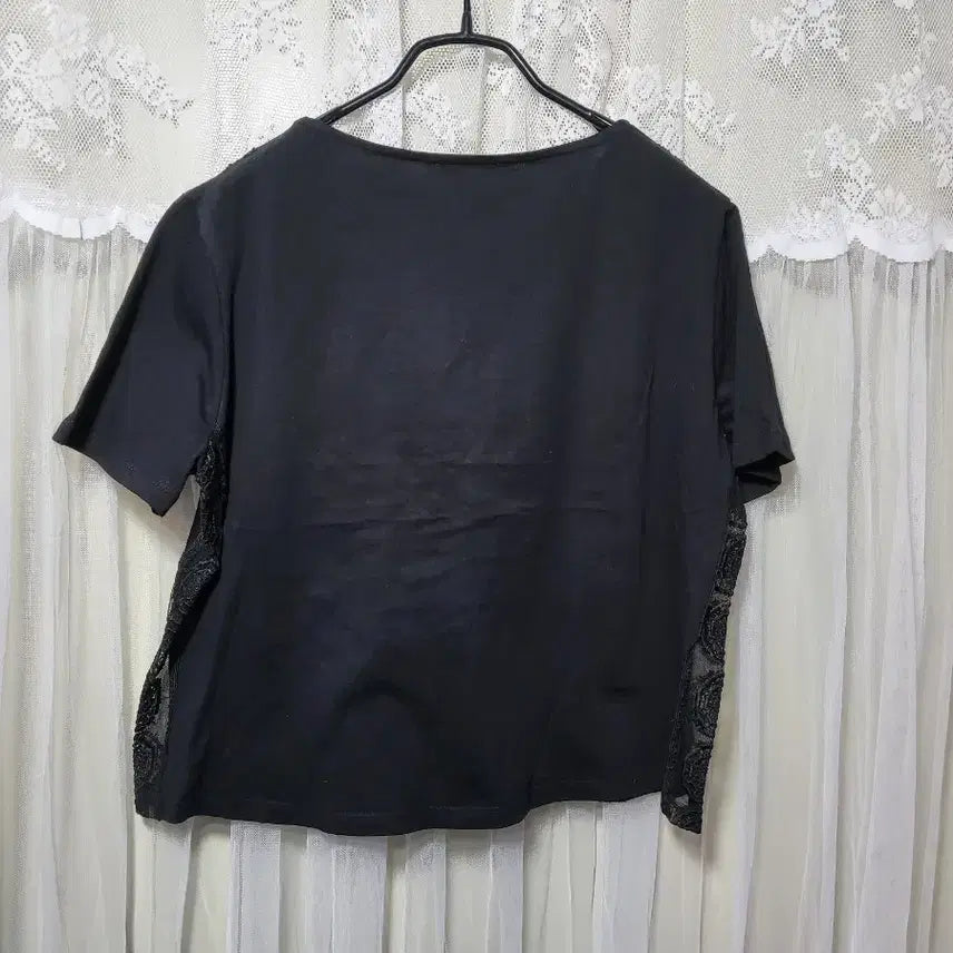 [BUNJANG] ZARA Black Lace Short Sleeve T-shirt / 자라ZARA 블랙 레이스 반팔 티셔츠