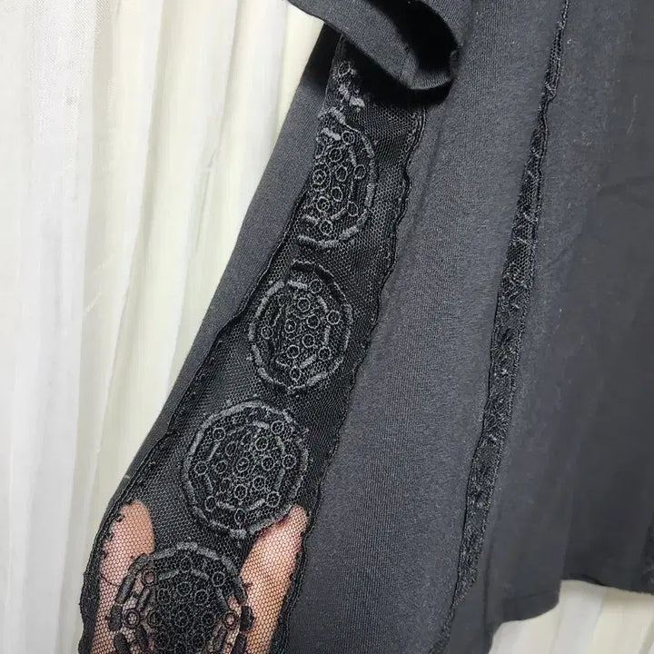 [BUNJANG] ZARA Black Lace Short Sleeve T-shirt / 자라ZARA 블랙 레이스 반팔 티셔츠