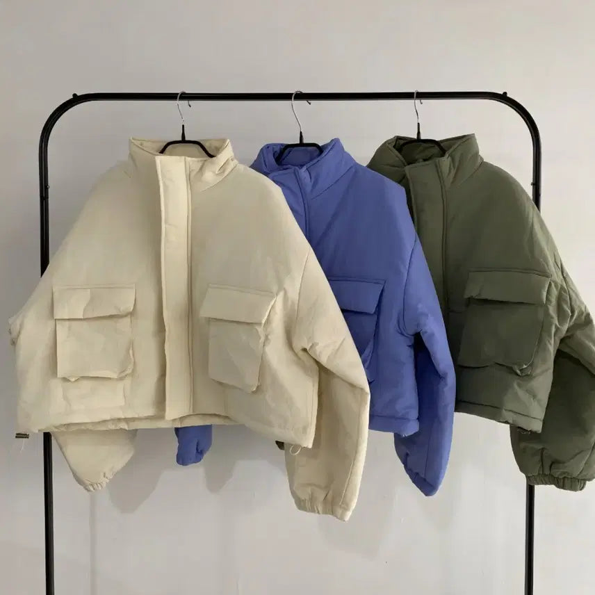 [BUNJANG] Ivory Crop Padded Jumper / 아이보리 크롭 패딩 점퍼 (새제품)