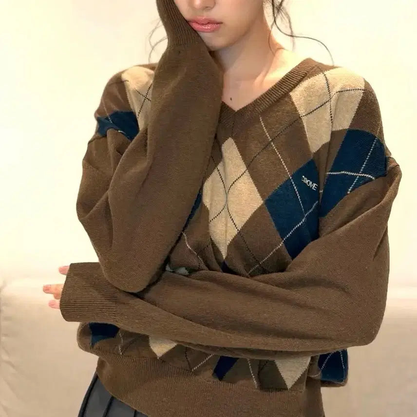 [BUNJANG] Groove Argyle Knit / 그로브 아가일 니트