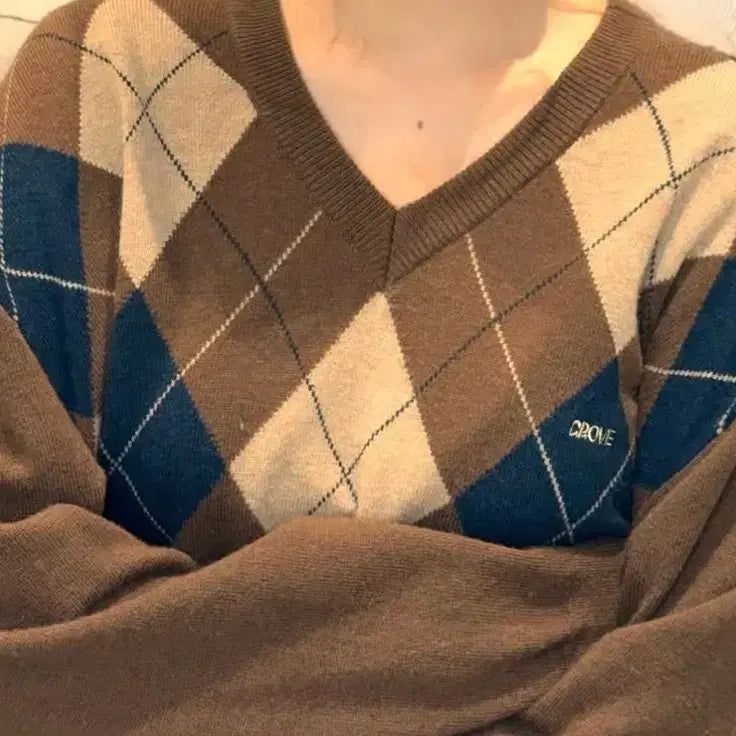 [BUNJANG] Groove Argyle Knit / 그로브 아가일 니트