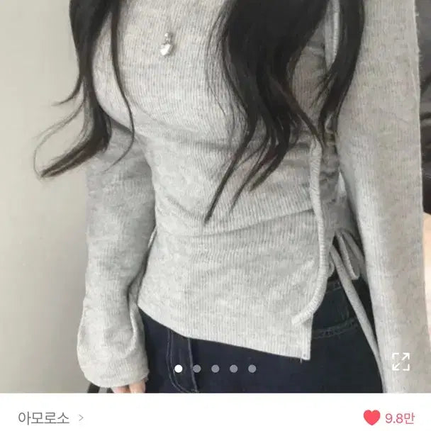 [SOLD OUT] 아모로소 리본 스트링랩 오프숄더 긴팔 티셔츠 (검정)