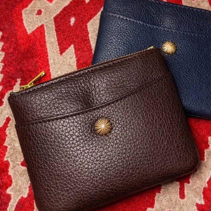 [BUNJANG] Vintage Leather Card Wallet / 소가죽 빈티지 리벳 카드지갑 지갑 미니클러치