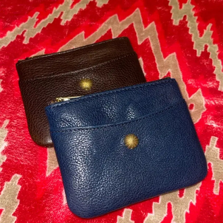 [BUNJANG] Vintage Leather Card Wallet / 소가죽 빈티지 리벳 카드지갑 지갑 미니클러치