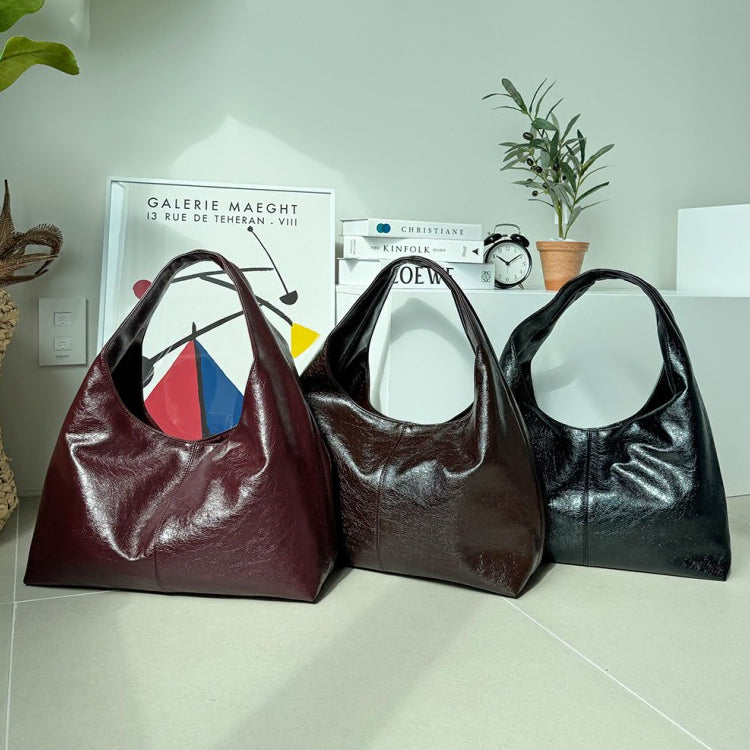 [BUNJANG] Leather Shoulder Hobo Bag / 레더숄더백 가죽 호보가방 수납 패션 레더 보부상