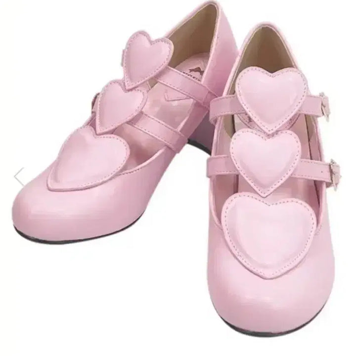 [BUNJANG] Angelic Pretty Trio Heart Shoes Pumps / Angelic Pretty 엔젤릭프리티 트리오 하트 슈즈 구두 펌프스