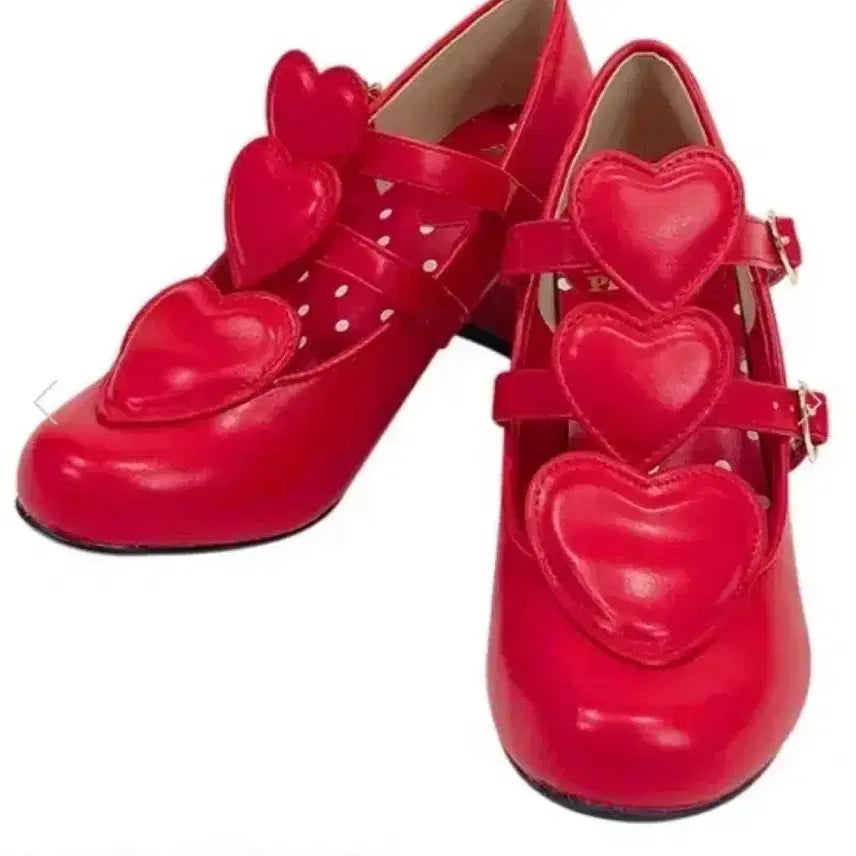 [BUNJANG] Angelic Pretty Trio Heart Shoes Pumps / Angelic Pretty 엔젤릭프리티 트리오 하트 슈즈 구두 펌프스