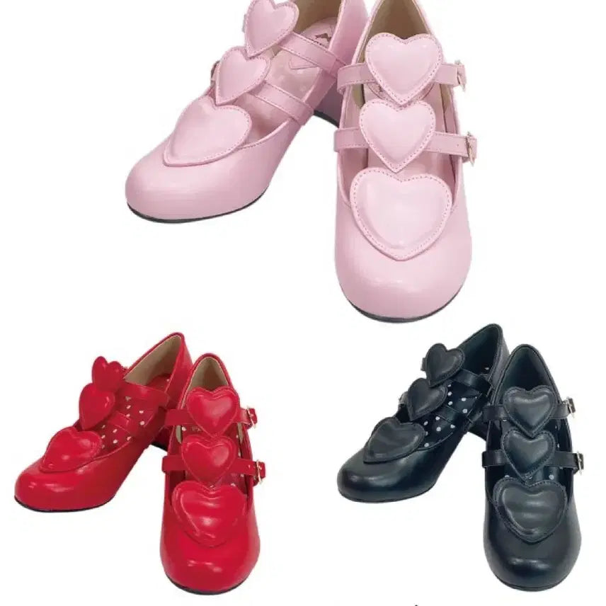[BUNJANG] Angelic Pretty Trio Heart Shoes Pumps / Angelic Pretty 엔젤릭프리티 트리오 하트 슈즈 구두 펌프스