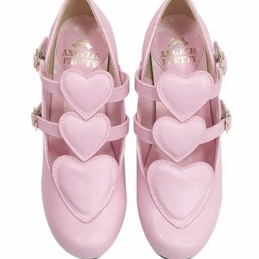 [BUNJANG] Angelic Pretty Trio Heart Shoes Pumps / Angelic Pretty 엔젤릭프리티 트리오 하트 슈즈 구두 펌프스