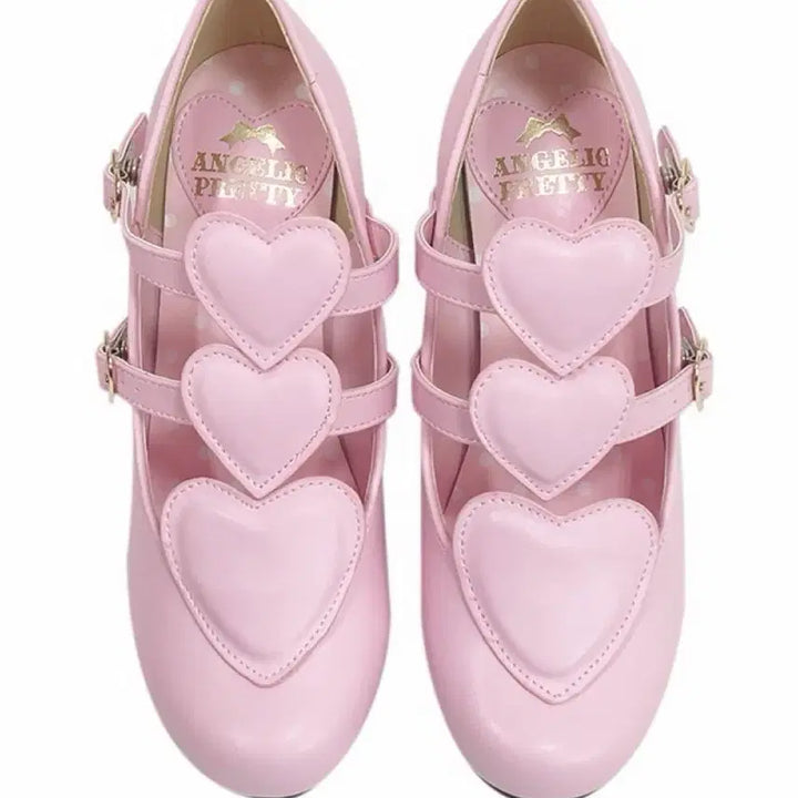 [BUNJANG] Angelic Pretty Trio Heart Shoes Pumps / Angelic Pretty 엔젤릭프리티 트리오 하트 슈즈 구두 펌프스