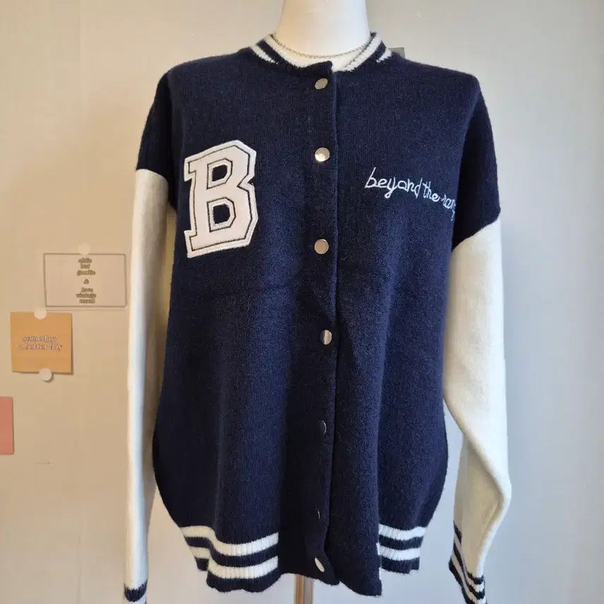 [BUNJANG] Knit Color Block Baseball Jacket / 니트 배색 야구 점퍼 쟈켓 택가 59900원
