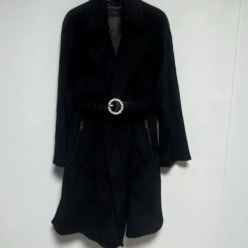 [BUNJANG] TIME Black Lama Coat / TIME 타임 벨트 블랙 라마 코트