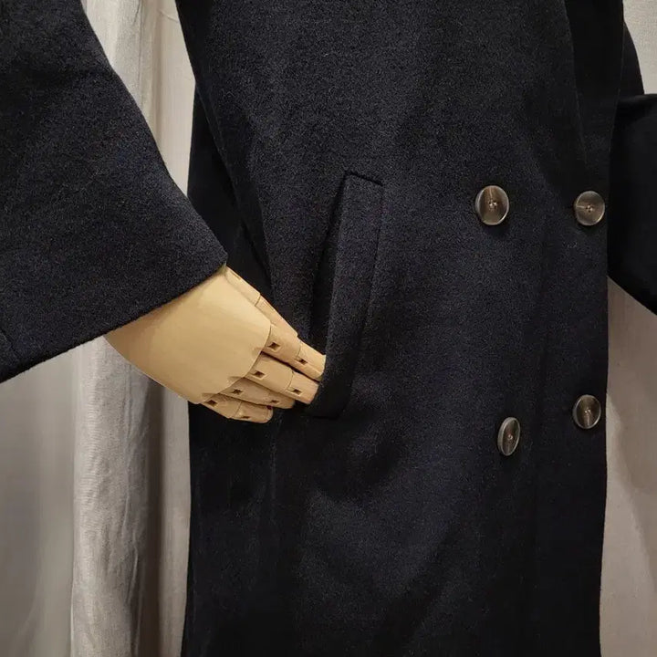 [BUNJANG] Long Coat Outerwear / 택포#새상품 여성 롱코트 아우터 블랙 검정 버튼 자켓 V