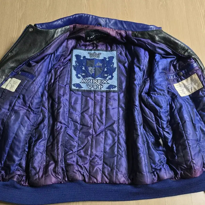 [BUNJANG] AVIREX LTD Leather Blouson Jacket Black/Blue / AVIREX 아비렉스 LTD 가죽 블루종 자켓 블랙/블루