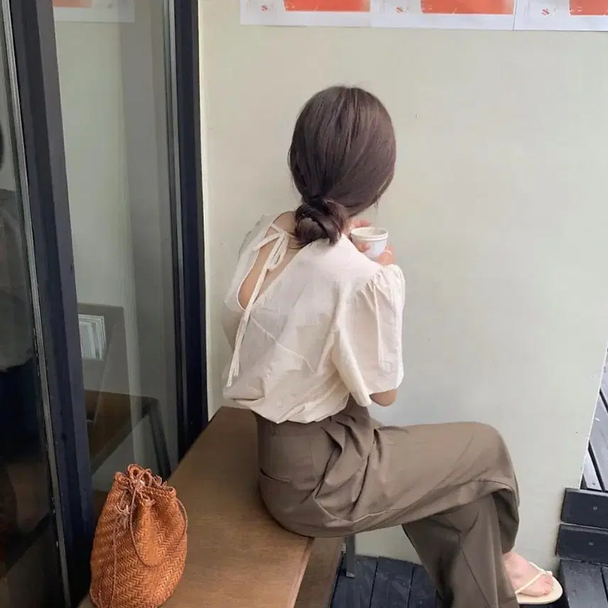 [BUNJANG] MinMinMarket Short-Sleeved Blouse / 민민마켓 반팔블라우스