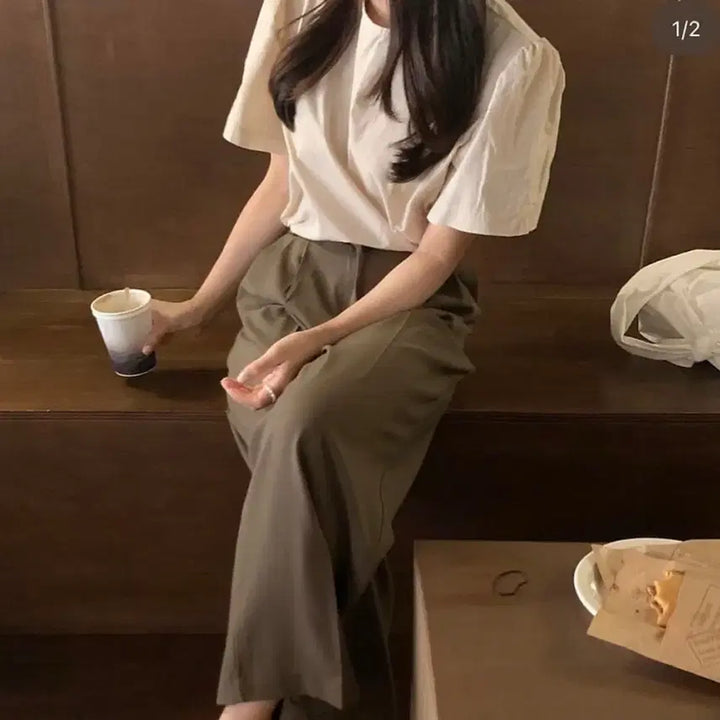 [BUNJANG] MinMinMarket Short-Sleeved Blouse / 민민마켓 반팔블라우스