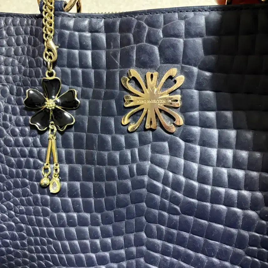 [BUNJANG] Ricky Rosetta Navy Crocodile Leather Tote Bag / 리키 로제타 소가죽 네이비 악어 토트백