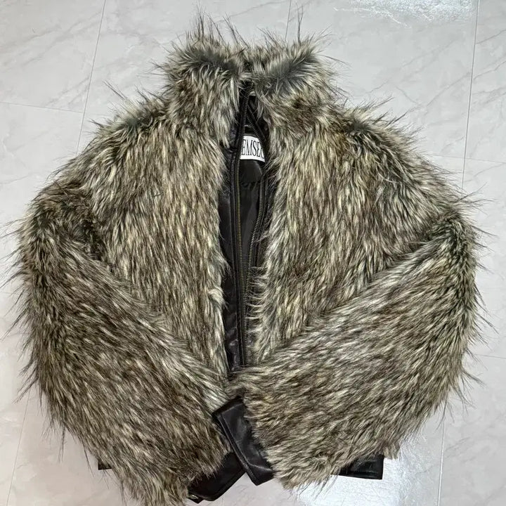 [BUNJANG] Bohemian Seoul High Neck Two-Way Fur Jacket / 보헤미안서울 하이넥 투웨이 퍼자켓 브라운