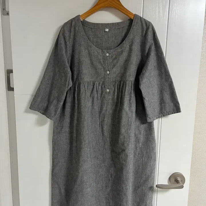 [BUNJANG] Vintage Japanese 5-Part Short Sleeve Dress / (일본 수입 빈티지)5부 반팔 원피스 라운드 캐주얼 M-L