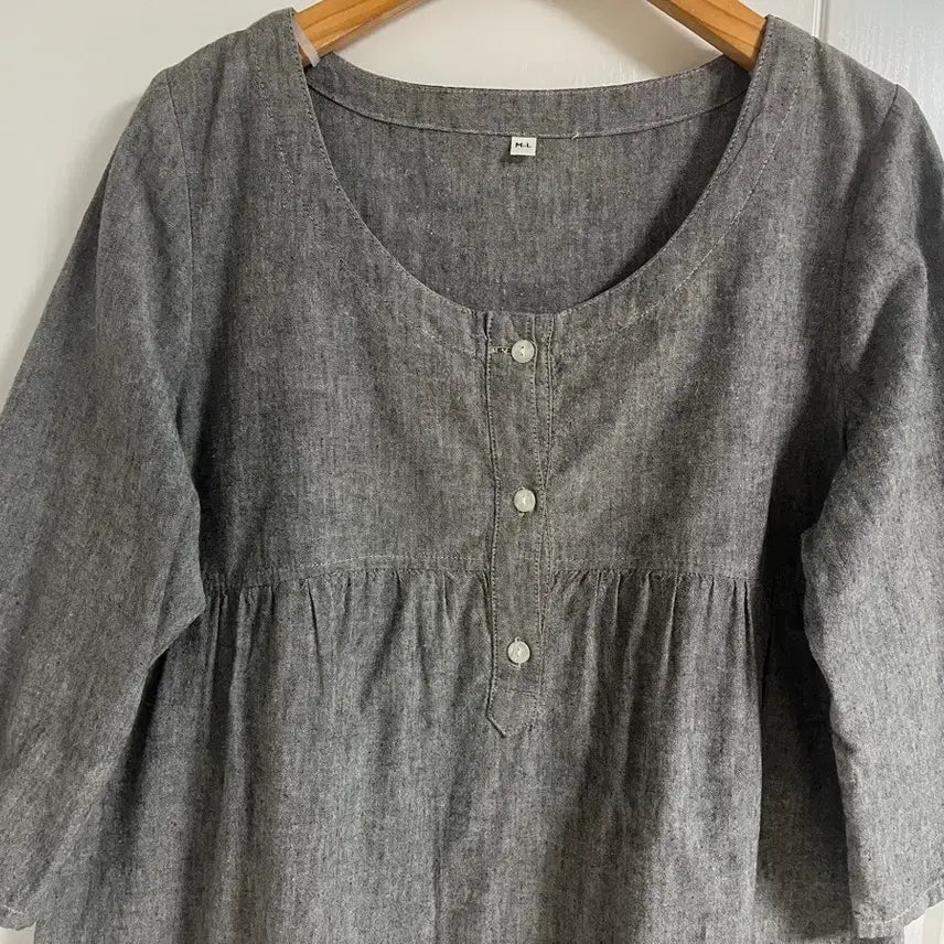 [BUNJANG] Vintage Japanese 5-Part Short Sleeve Dress / (일본 수입 빈티지)5부 반팔 원피스 라운드 캐주얼 M-L