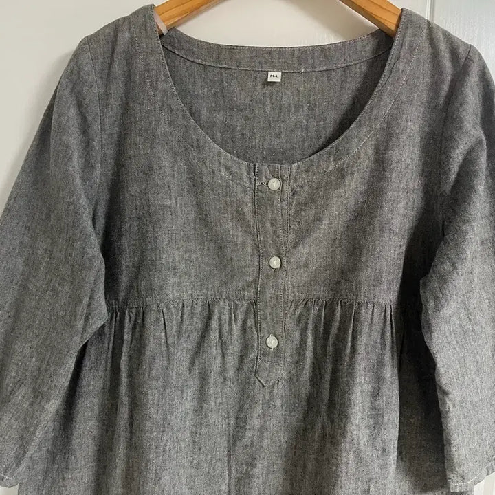 [BUNJANG] Vintage Japanese 5-Part Short Sleeve Dress / (일본 수입 빈티지)5부 반팔 원피스 라운드 캐주얼 M-L