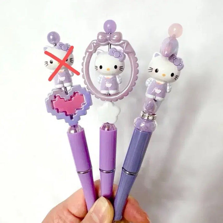 [BUNJANG] Hello Kitty Ballpoint Pen with Beads and Figure / 헬로키티 키티볼펜 볼펜꾸미기 볼꾸 펜꾸 키티비즈 키티피규어