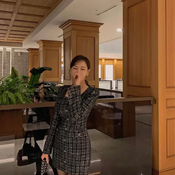 [BUNJANG] Ahnuel Tweed Mini Dress / 아느엘 트위드 원피스