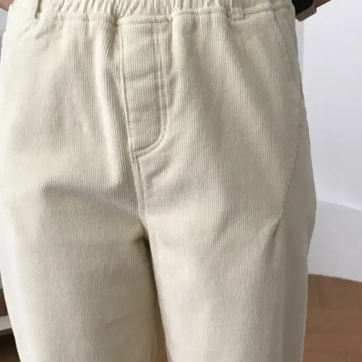 [BUNJANG] Ivory Corduroy L Size Pants / 아이보리 색상의 코듀로이 L 배기핏 바지입니다허리 밴딩으로 하