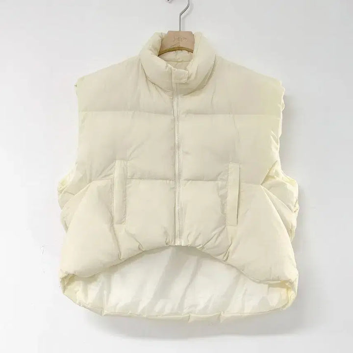 [SOLD OUT] 포근한 이지룩 언발란스 패딩 조끼_아이보리