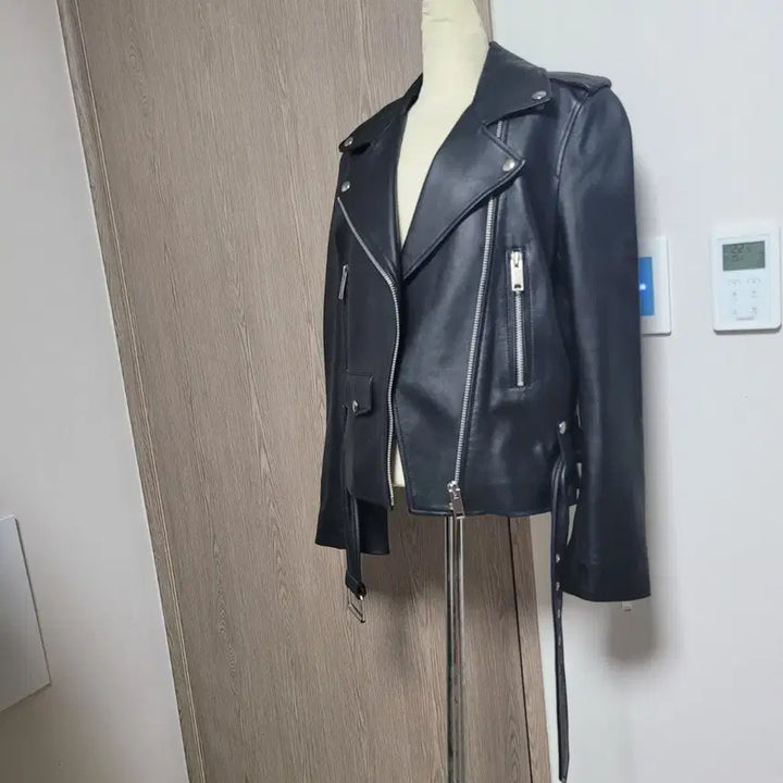 [BUNJANG] MUSEE Black Lambskin Leather Rider Jacket 36 / MUSEE 뮤제 블랙 양가죽 라이더 자켓 36