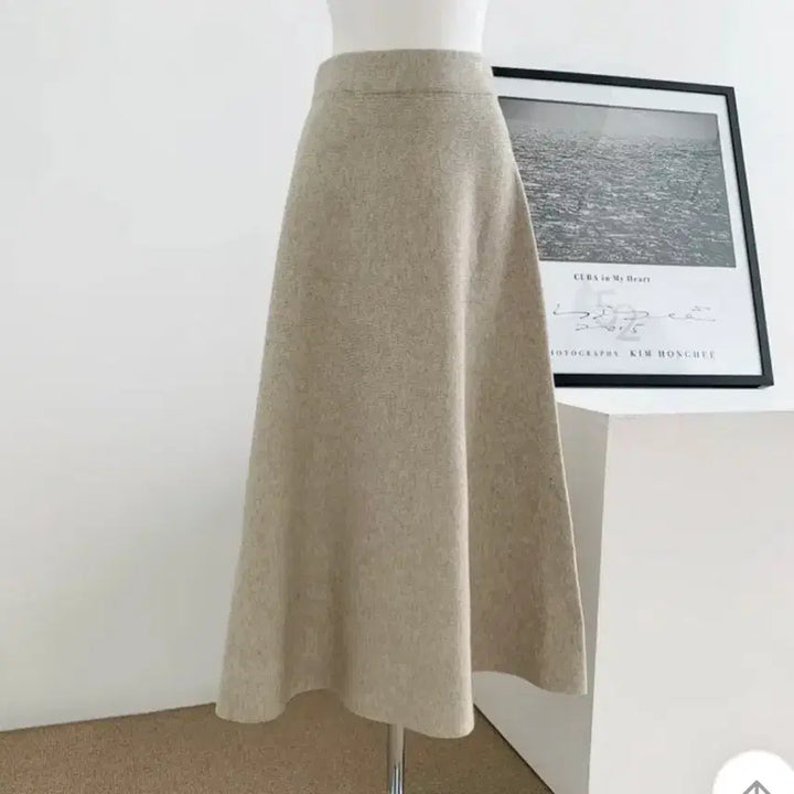 [BUNJANG] Wool Knit A-Line Long Skirt / 울 니트 롱스커트 에이라인