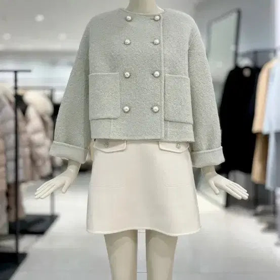 [BUNJANG] CC Collect Pearl Button Crop Jacket / cc 콜렉트 진주 버튼 크롭 자켓