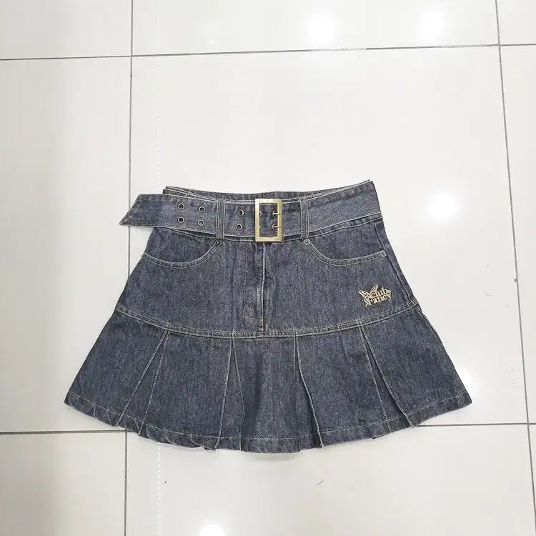[BUNJANG] Fancyclub S Denim Skirt / Fancyclub S사이즈 데님 청치마 허리벨트 디자인 중고