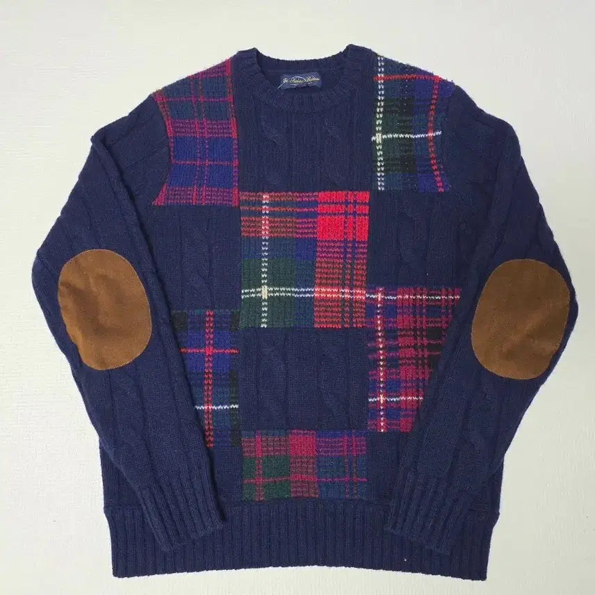 [BUNJANG] Brooks Brothers Tartan Check Cable Knit Wool Sweater / 새제품 브룩스 브라더스 타탄 체크 케이블 울 니트 스웨터