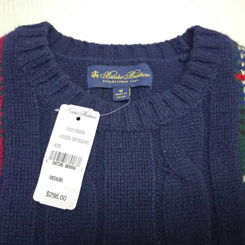 [BUNJANG] Brooks Brothers Tartan Check Cable Knit Wool Sweater / 새제품 브룩스 브라더스 타탄 체크 케이블 울 니트 스웨터