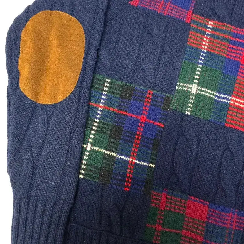 [BUNJANG] Brooks Brothers Tartan Check Cable Knit Wool Sweater / 새제품 브룩스 브라더스 타탄 체크 케이블 울 니트 스웨터