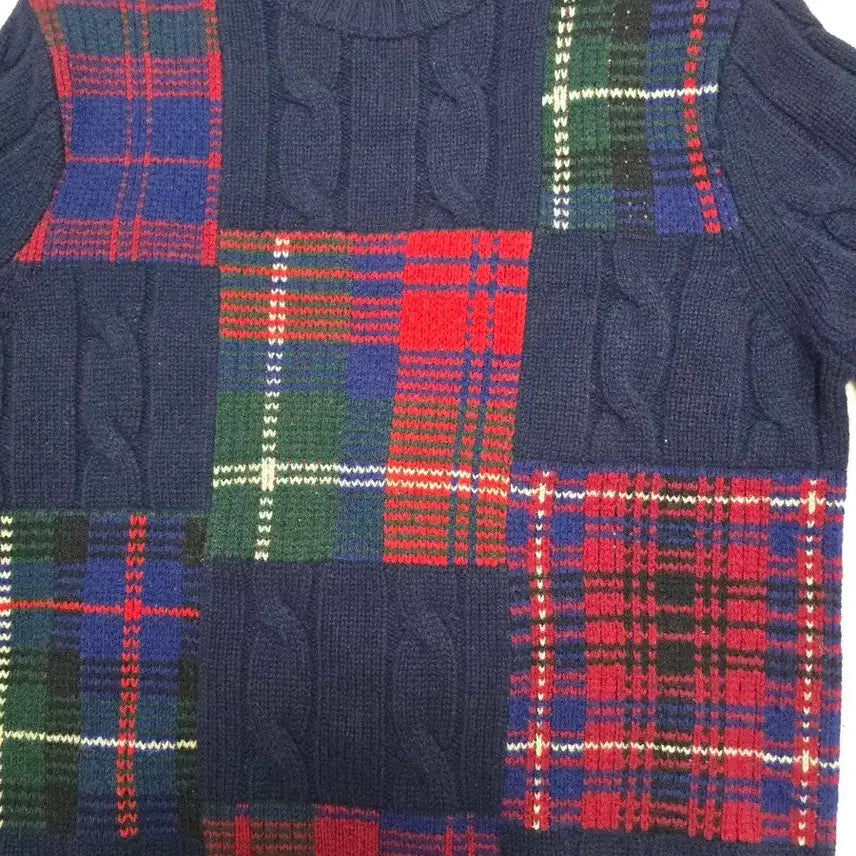 [BUNJANG] Brooks Brothers Tartan Check Cable Knit Wool Sweater / 새제품 브룩스 브라더스 타탄 체크 케이블 울 니트 스웨터