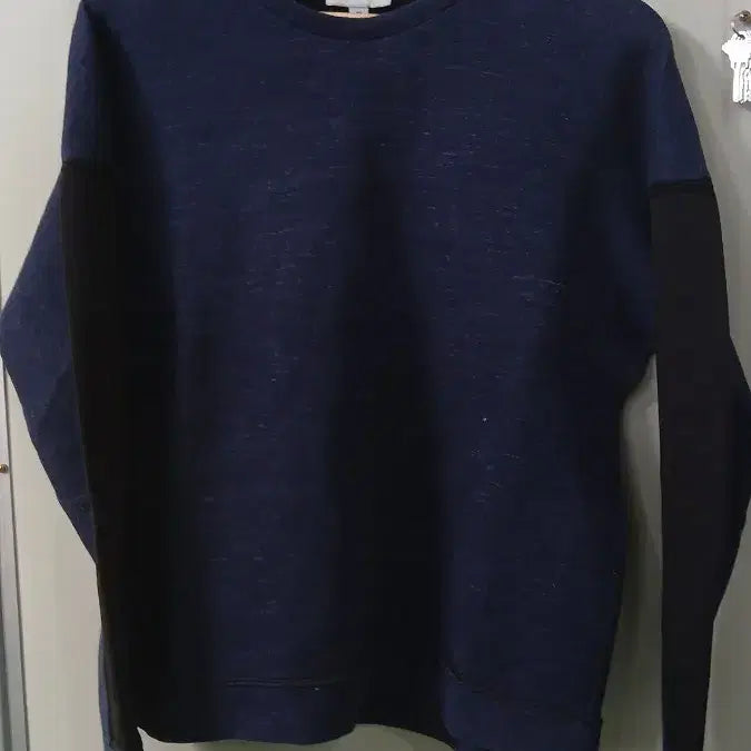 [BUNJANG] Solid Homme Navy Color Block Sweatshirt / 솔리드옴므 SOLID 네이비 배색 맨투맨 48사이즈 국내100사용감사진