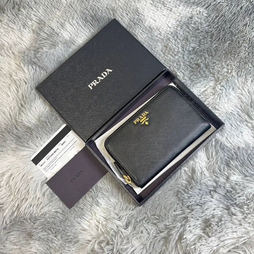 [BUNJANG] Prada Saffiano Black Zip Wallet / [새상품] 프라다 샤피아노 블랙 지퍼 지갑